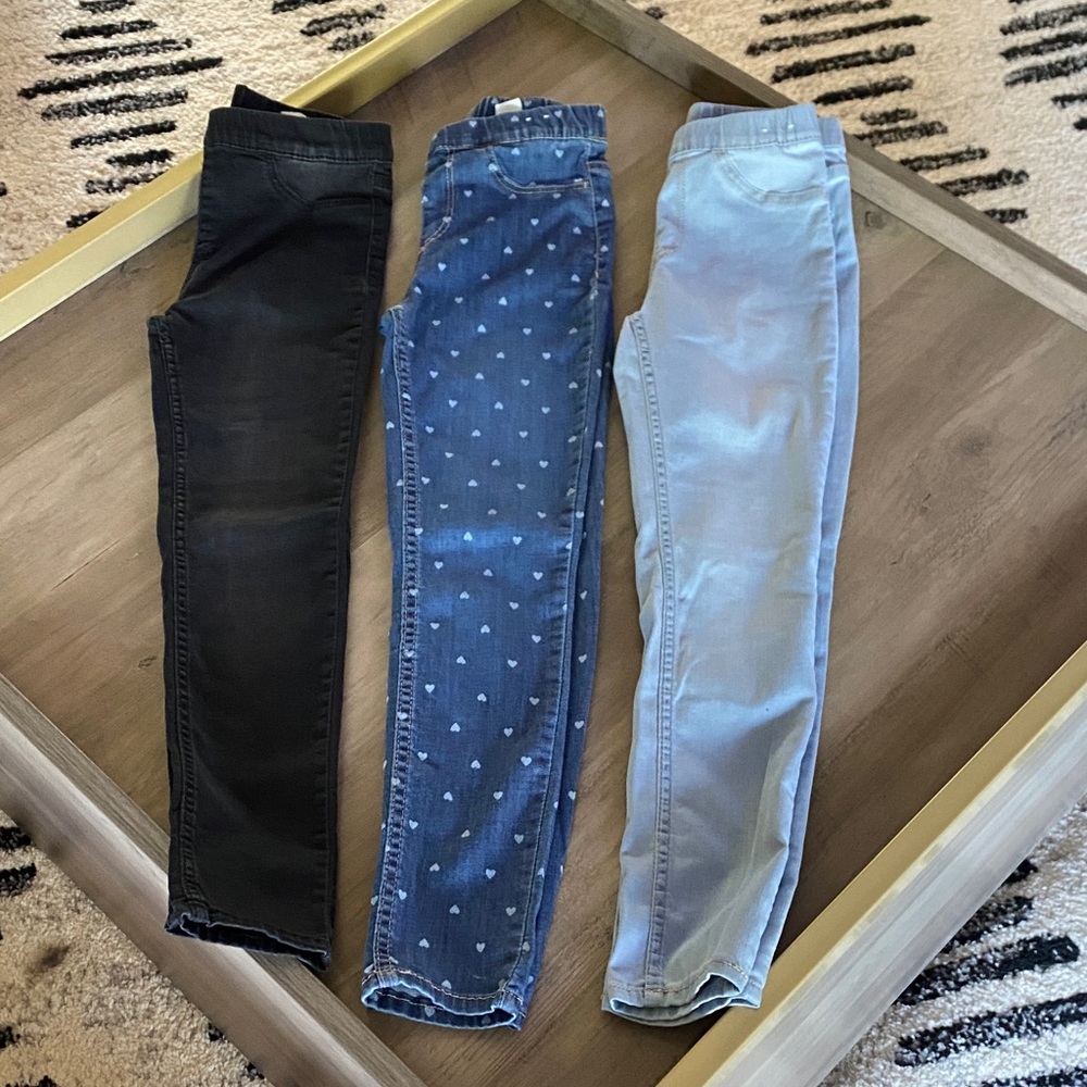 H&M Kids Jeans Trio - Black, Blue and Dark Blue with Hearts